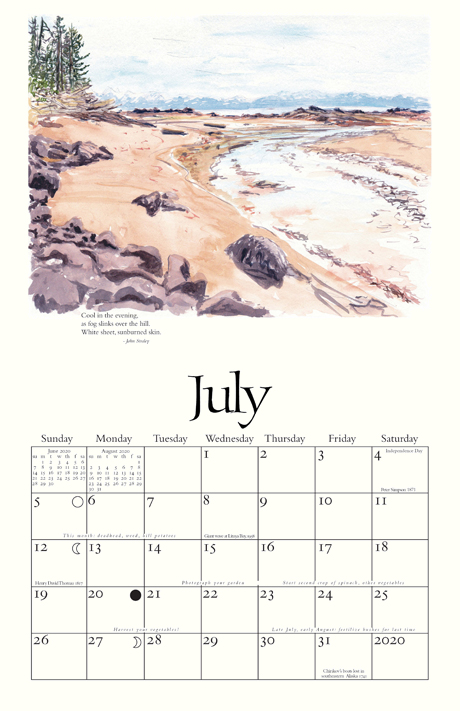 July 2019 Outer Coast calendar